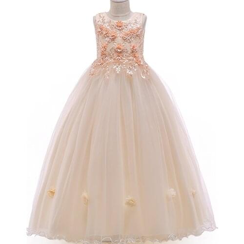 Girls Elegent Ball Gowns Lace Tulle Appliques Flower Girls Princess Formal Wedding Pageant Dresses Teens 4-15 Years