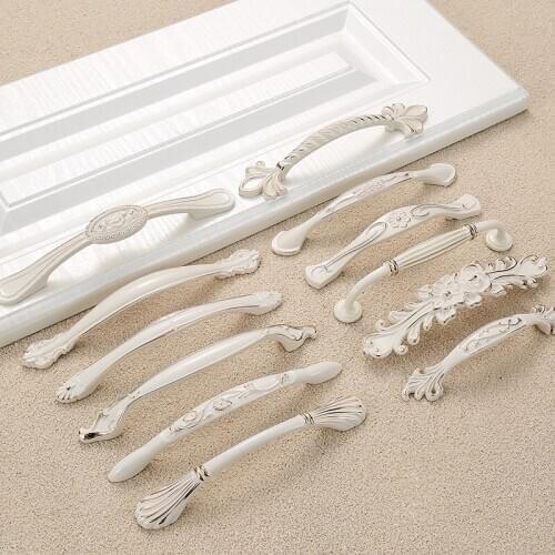 JD Ivory White Handle Door Handle Cabinet Drawer Zinc Alloy European Modern Simple Single Hole Round Furniture Hardware (25/58)