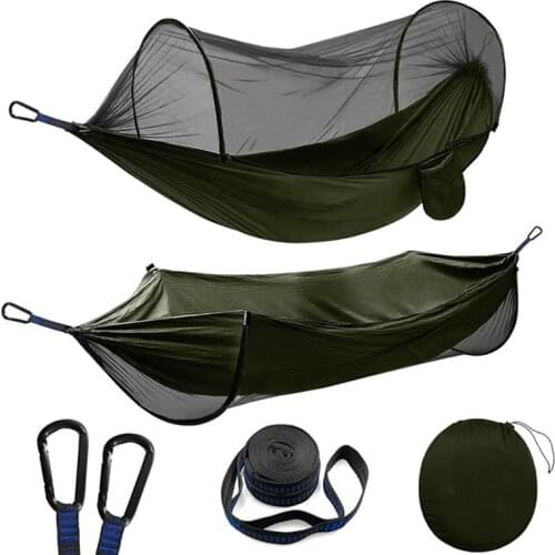 Camping Hammock with Automatic Pop-up Mosquito Net,Portable Oversized Double Hammock Swing Patio Furniture for Travel,Hiking