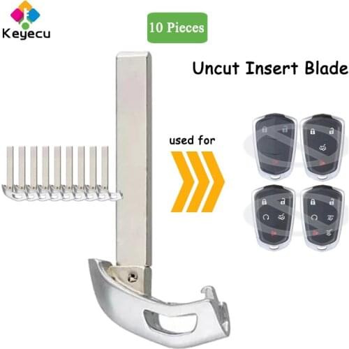 KEYECU 10 Pieces Smart Remote Key Uncut Insert Emergency Blank Blade for Cadillac XTS CTS CT6 ATS Escalade ESV Fob HYQ2AB HYQ2EB