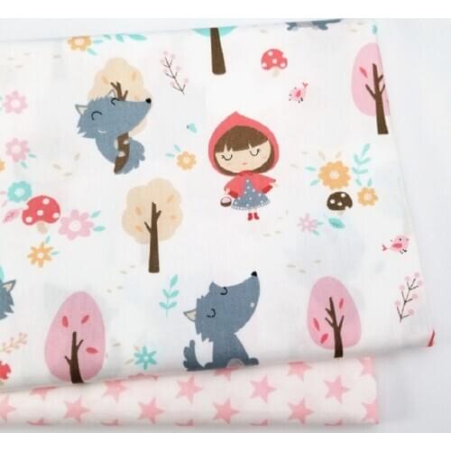 2pieces of Patchwork Cotton Floral Fabric Hand DIY Cotton Twill Printing Fabric