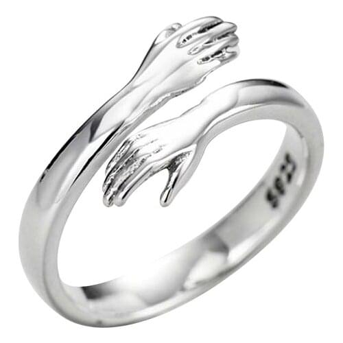 Creative Love Hug Ring Fashion Personality Silver Color Exquisite Opening Couple Jewelry Gifts for Lovers Simple Accessories