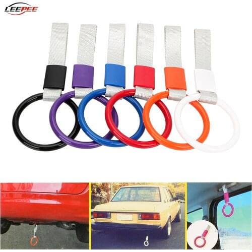 Round JDM TSURIKAWA RING DRIFT Pull Ring Rear Bumper Warning Loop Exhaust Handle Strap 4x4 Car Accessories Decoration Interior