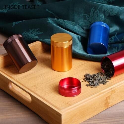 2 PCS Metal Tea Caddy oolong Tieguanyin Containers Household Storage Tank Travel tea bag Sealed tea Jar Coffee Powder Canister