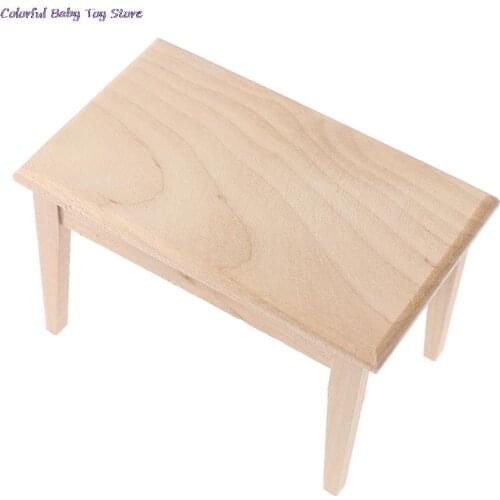 1/12 Dollhouse Miniature Wooden Rectangle Table Model Furniture Accessories