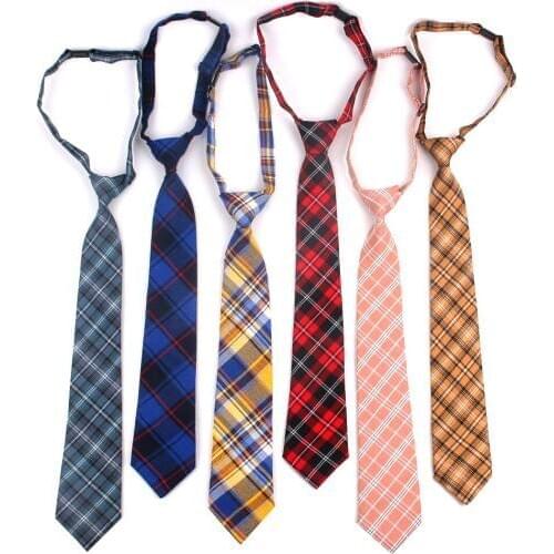 Fashion Men Women Neck Tie Cotton Boys Girls Ties Slim Plaid Necktie For Gifts Casual Novelty Rubber Tie Adjustable Neckties