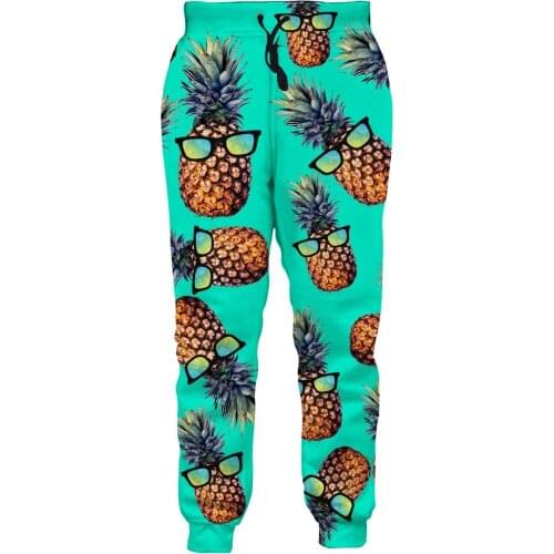 Brand Mens Jogger Pants 3D Printing Funny Green Glasses Pineapple Trousers Streetwear Unisex Casual Sweatpants MPK13