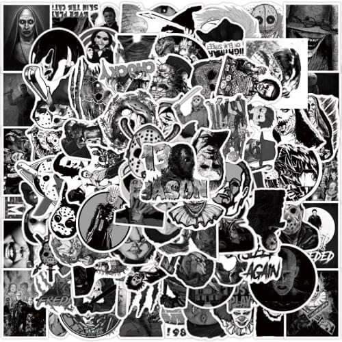 10/30/50PCS Black and White Stickers Thriller Demon Character Skateboard Laptop Spoof Waterproof Sticker Wholesale
