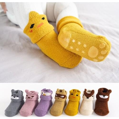 Coral Fleece Baby Anti Slip Floor Socks Autumn Winter Newborn Warm and Thick Socks New Born Baby Girl Boy Infant Indoor Sock