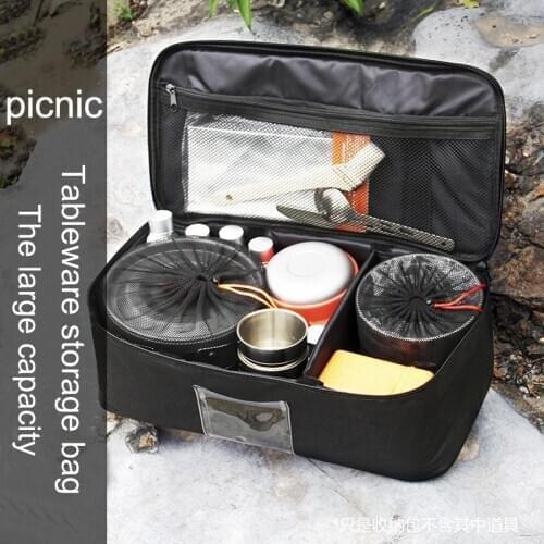 Outdoor camping storage bag picnic basket cooker pot gas tank tableware Canister self-driving bbq camping travel meal carry bag