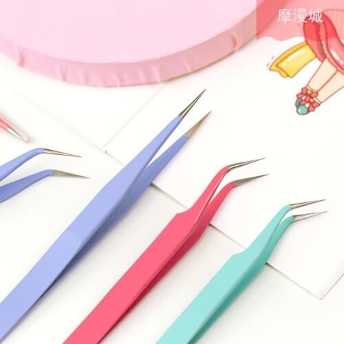 Candy Color Stainless Steel Tweezers Macaron Color Washi Tape Sticker Tool Journal Gadgets Practical Portable Tweezers