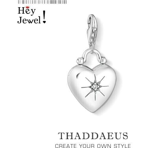 Charm Pendant Heart Locket,Europe Accessories Vintage Jewelry For Women 2019 Gift 925 Sterling Silver Fit Bracelet can be opened