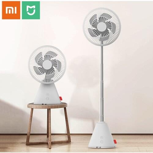 Xiaomi Mijia Portable Pedestal Fan Foldaway Standing Fan Foldable Desk Fan Wireless Use Rechargeable 3 Speed Quiet Timer Fan