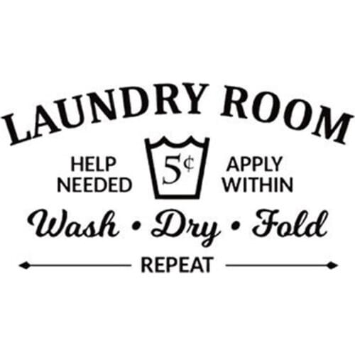 Practical Laundry Room Rules Wash Dry Fold Vinyl Wall Sticker Decor Decal Bathroom