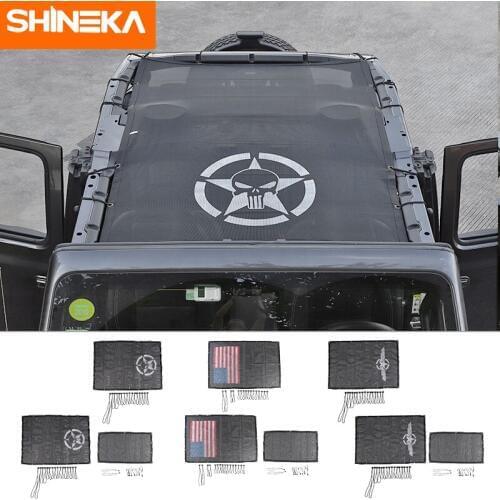 SHINEKA Top Sunshade Mesh For Jeep Wrangler JL 2018+ Car Trunk Roof Roof Anti UV Sun Protect Insulation Net For Jeep Wrangler JL