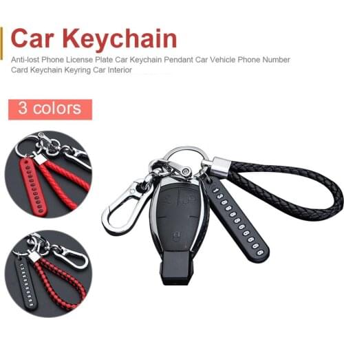 Universal Anti-lost Car Keychain Phone Number Card Keyring Phone Number Plate Car Accessories Auto Vehicle Key Chain Pendant