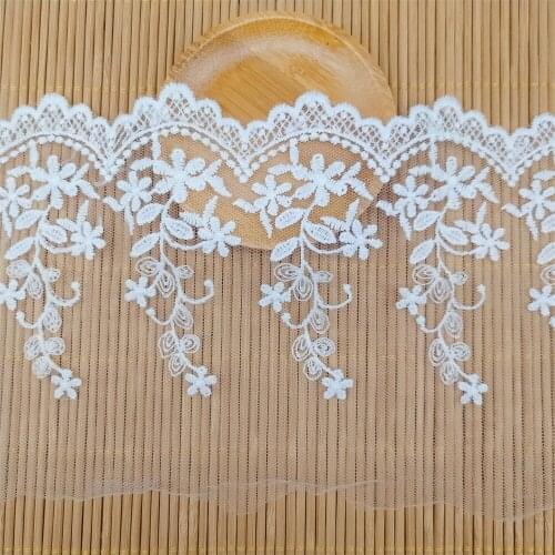 Off White Milk Silk Embroidered Mesh Lace Trim Fabric DIY Dress Skrit Collar Sewing Accessories 15Yards/Pack V2942