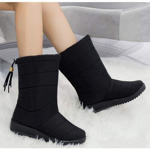 Women Boots 2019 Fashion Winter Boots With Wedges Heels Mid-Calf Botas Mujer Waterproof Snow Boots High Warm Winter Shoes Female
