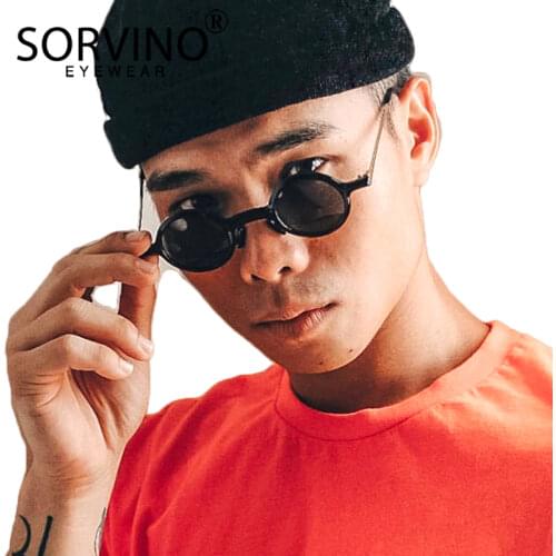 SORVINO Retro Small Round Sunglasses Women Men Steampunk Goggles Designer Festival 90s Tiny Circle Sun Glasses Red Shades SN237