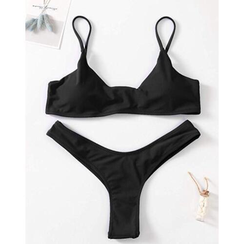 2019 Sexy Bikini Set Women Swimsuit Solid Bikini Backless Swimwear Low Waist Bathing Suit Female Brazilian Biquini