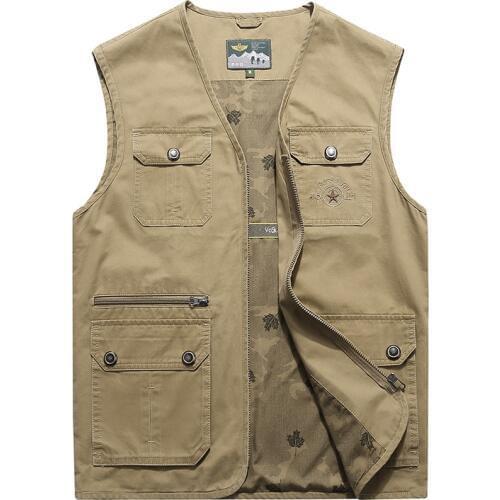 Plus Size 7XL 8XL Autumn Vest Men Sleeveless Jacket Men Military Casual Cotton Vest Male With Many Pockets Fishing Waistcoat