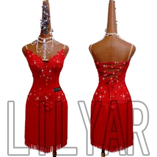 New Latin Dance Dress Competition Dress Costumes Skirt Performing Dress Adult Customize Children Red Matador Skirt Split Skirtes