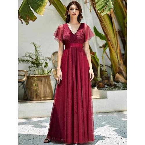 Womens V-Neck A-Line Floor-Length Wholesale Bridesmaid Dresses