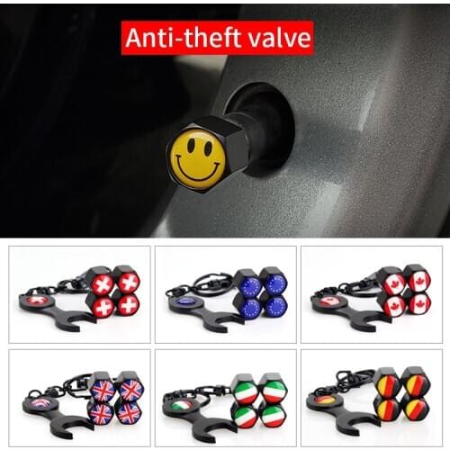 100 Sets car valve cap Car tire nozzle cover with a wrench Car modified car tire anti-theft valve cap