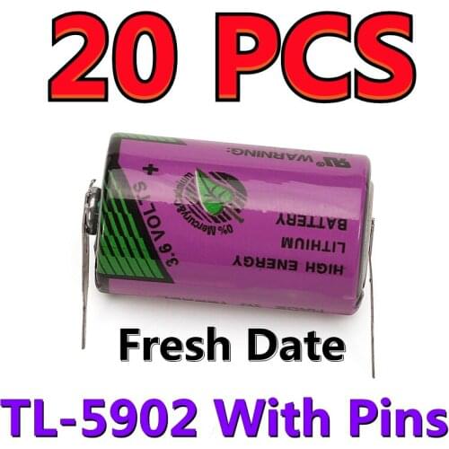 20PCS HOT Original For TADIRAN TL-5902 1/2AA ER14250 3.6V 1200mah PLC CNC Lithium Battery With Pins