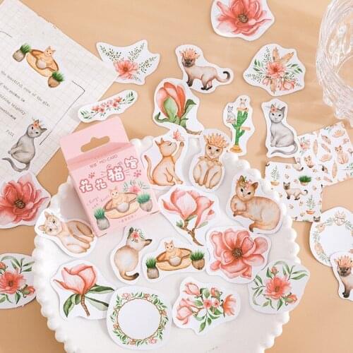 46pcs cute cat Box Sticker animal cartoon stickers DIY Scrapbooking hand account Diary Album DIY Paper