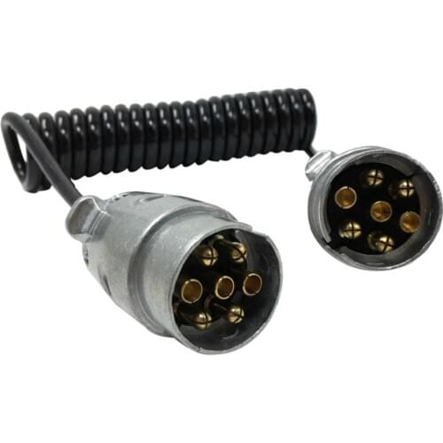 7 Pin Metal Plug Trailer Wiring Cable Connector 12N Type 2 x 7 Pin Plugs
