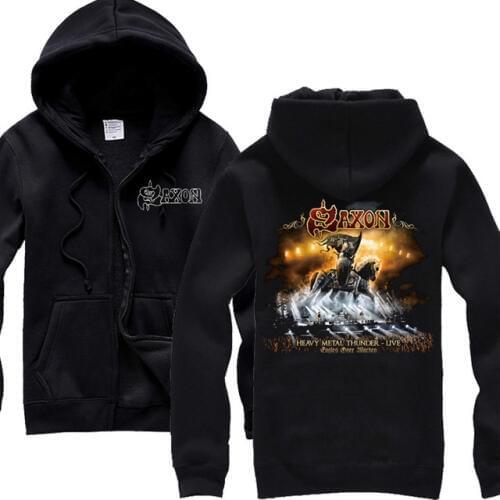 7 designs Saxon knight Skull Soft Warm Rock sudadera Hoodies Winter jacket punk hardrock heavy metal zipper fleece Sweatshirt