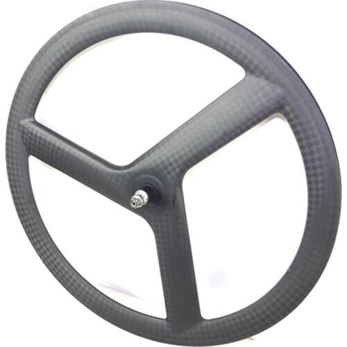 700C Full carbon 3 Spokes 20mm width 50mm depth Clincher/Tubular Wheelset tri-spoke carbon wheels for Track/ Road Bike 12k matte