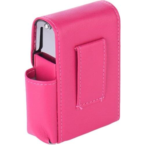 Striae Cigarette Case With Lighter Pocket Cigarette Packets With A Side Pocket Stainless Steel + PU Leather Litchi Style