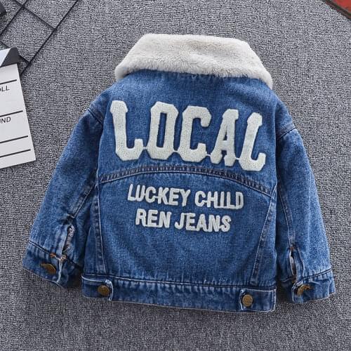 Winter Autumn Boys Denim Jacket For Children Outerwear Plus Warm Toddler Plush Denim Coat Cotton 2-13 Years Old Kids Boys Parka