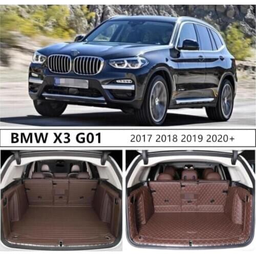 For BMW X5 G05 X5M F95 2019 2020 2021+ Full Rear Trunk Tray Liner Cargo Mat Floor Protector foot pad mats Embroidery Leather