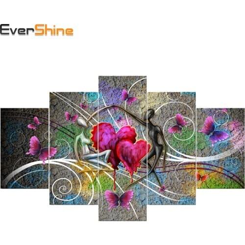 EverShine Diamond Mosaic Crafts 5PCS Multi-picture Color Full Square Diamond Painting Rhinestones Picture Home Decoration