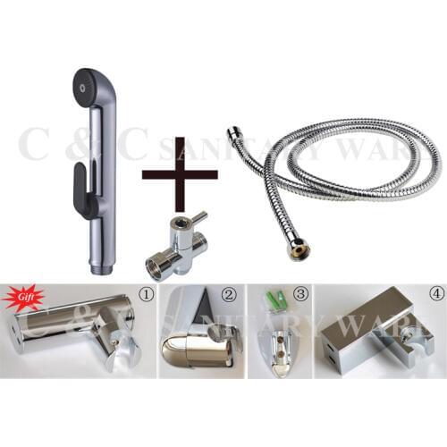 G1/2, G7/8, G3/4, M18X1.5L Optional Brass T-adapter + ABS Hand held Bidet Shattaf Kit Sprayer + wall bracket(Gift) + Hose A601ST