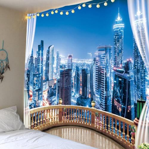 City Night Scene Printed Large Wall Tapestry Cheap Hippie Wall Hanging Bohemian Wall Tapestries Mandala Wall Art Decor