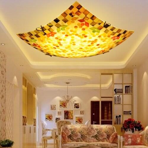 Idyllic European square LED bedroom ceiling lamp, Mediterranean American style warm seashore balcony aisle lamps