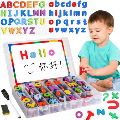 Montessori toy 26 Alphabet Letters Toddlers Kids Learning Magnet Message Educational Toys Sticker Spelling