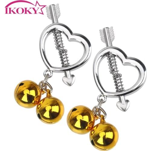IKOKY 1 Pair Nipple Stimulator Teaser Nipple Clamps Heart Shape Metal Breast ClipsX Sex Toy for Women Couples Adult Game