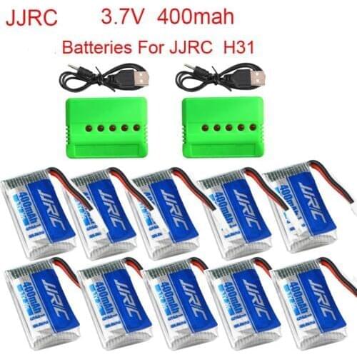 JJRC H31 H56 T2G Battery Spare Parts 3.7V 400 mAh 30C Li-Battery Z51 airplane Battery With 5in1 Charger Cable