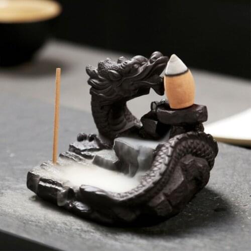 Ceramic Backflow Incense Burner Creative Home Decor Dragon Incense Holder Censer With Home Tea House Buddhist Temple Use