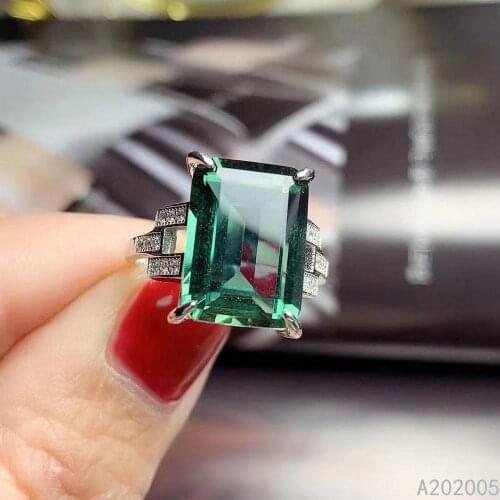 KJJEAXCMY Fine Jewelry 925 Sterling Silver inlaid Green Crystal Girl female men new ring luxury hot selling