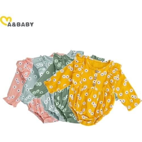 Ma&Baby 0-18M Newborn Infant Baby Girls Flower Romper Ruffles Jumpsuit Playsuit Autumn Spring Baby Girl Clothes