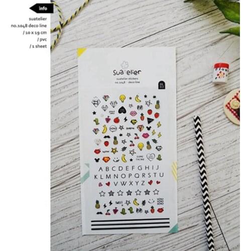 Korea Sonia Scrapbooking Nail Sticker Deco Line and Letters Stationery DIY PVC Craft Decoration Home Supplies Suatelier Stickers