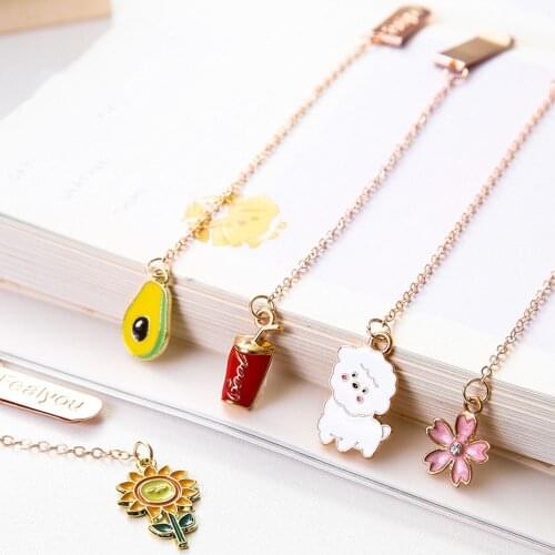 Creative Cute Ins Style Metal Tassel Bookmark Cartoon Multi Styles Book Clip Animal Fruit Astronaut Book Holder Positioning Clip