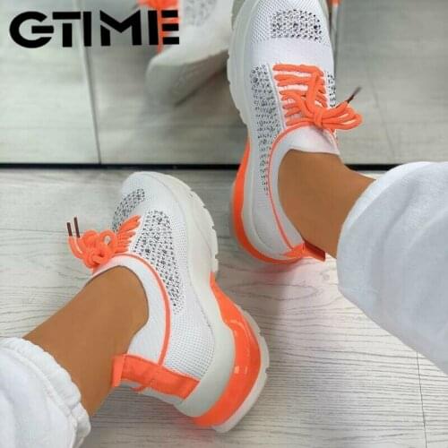 Ladies Flat Shoes Knitting Vulcanized Shoes For Women Light Sneakers Lace Up Breathable Casual Mesh 2021 Fashion Female Footwear