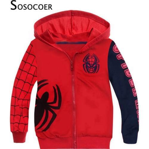 Baby Boy Jacket 2017 Spring Autumn Apiderman Boys Zipper Coat Cartoon Anime Spider-man Pattern Hooded Outerwear For Kids Clothes